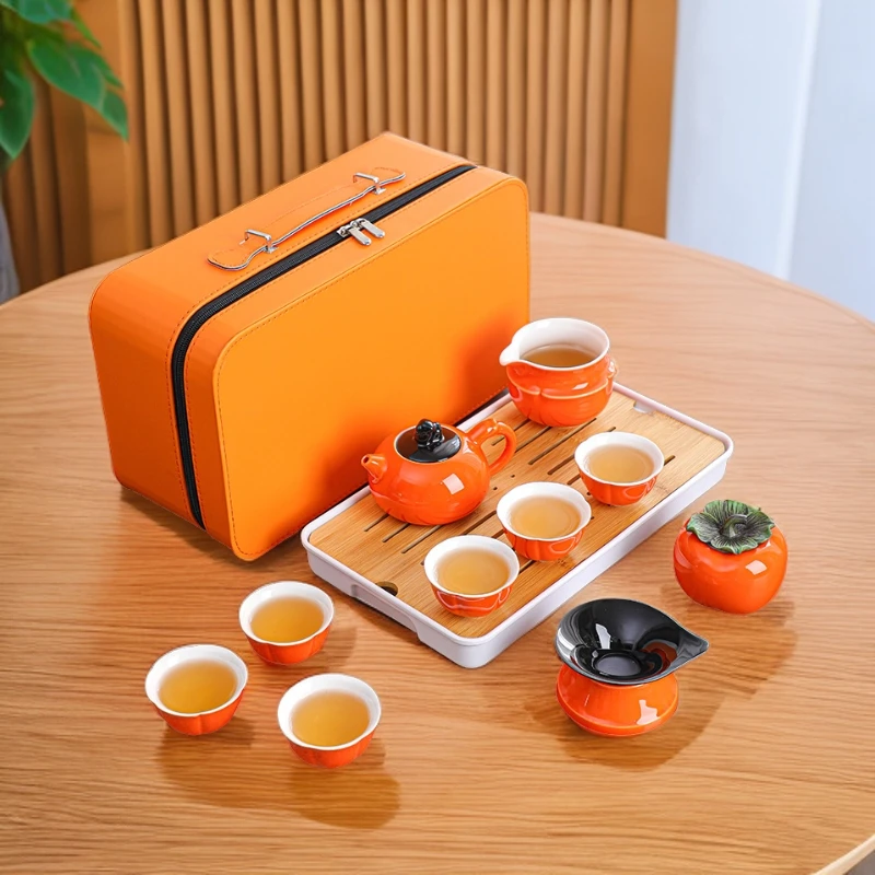 家用陶瓷客厅泡茶茶杯事事如意功夫茶具中式家用户外礼盒旅行茶具