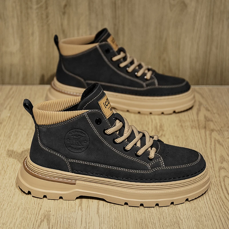 马丁靴男冬季加绒保暖英伦风厚底短靴子男款运动休闲百搭工装靴