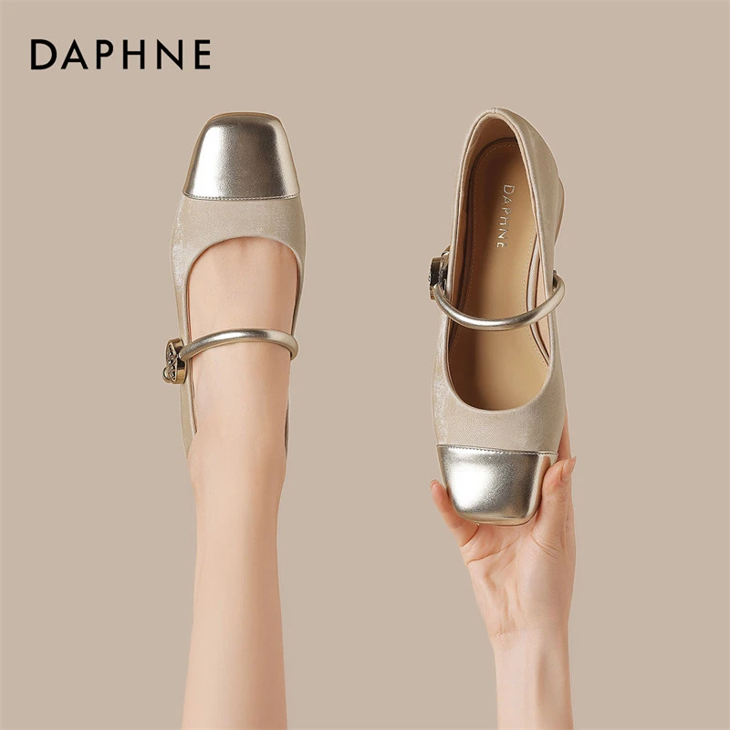 达芙妮品牌正品25秋季女玛丽珍鞋时尚百搭厚底粗跟一字扣单鞋气质