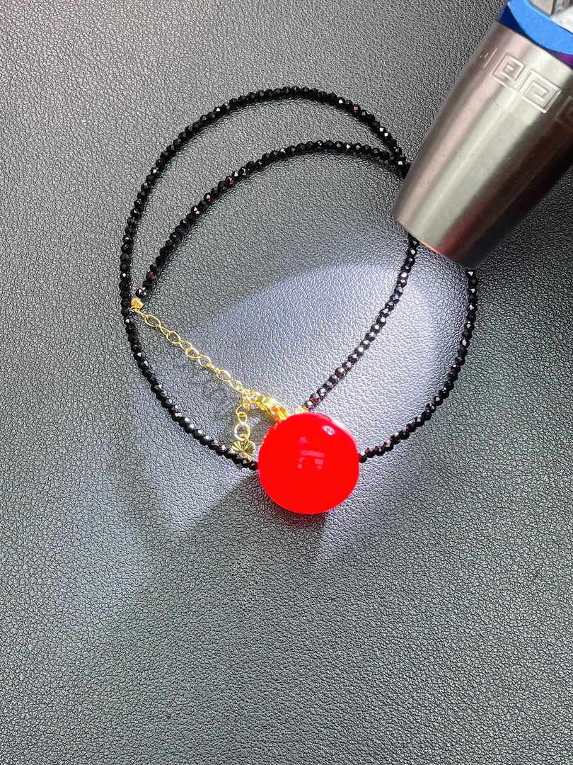 红色20mm圆珠DIY项链Q308