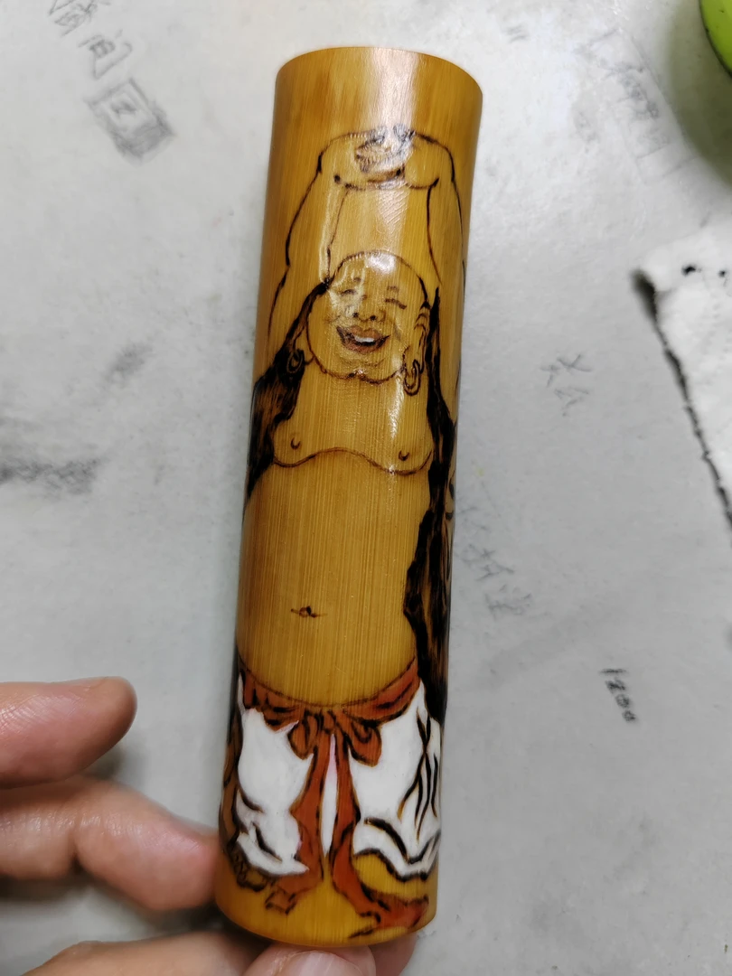 实心玉竹烙画穿手工非遗文化传承