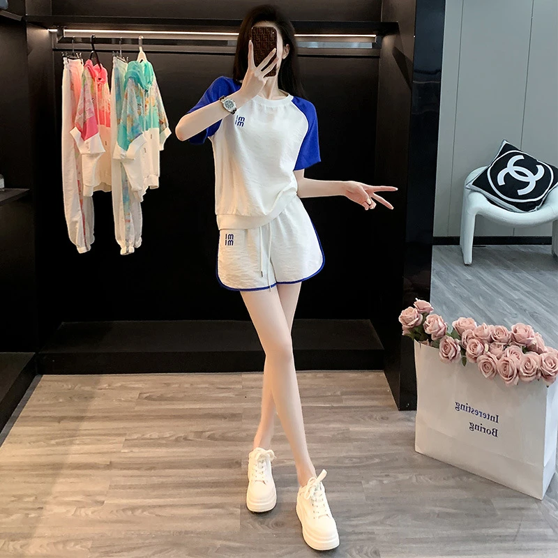 短袖短裤时尚休闲运动套装女夏新款宽松显瘦小个子炸街减龄两件套