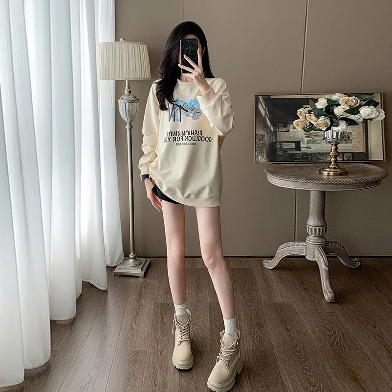 卫衣女秋冬新款时尚休闲设计感小众宽松百搭显瘦中长款上衣外套潮