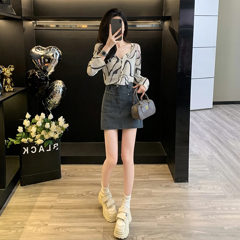 春秋新款气质时尚小个子打底长袖针织衫短裙女显瘦两件套潮