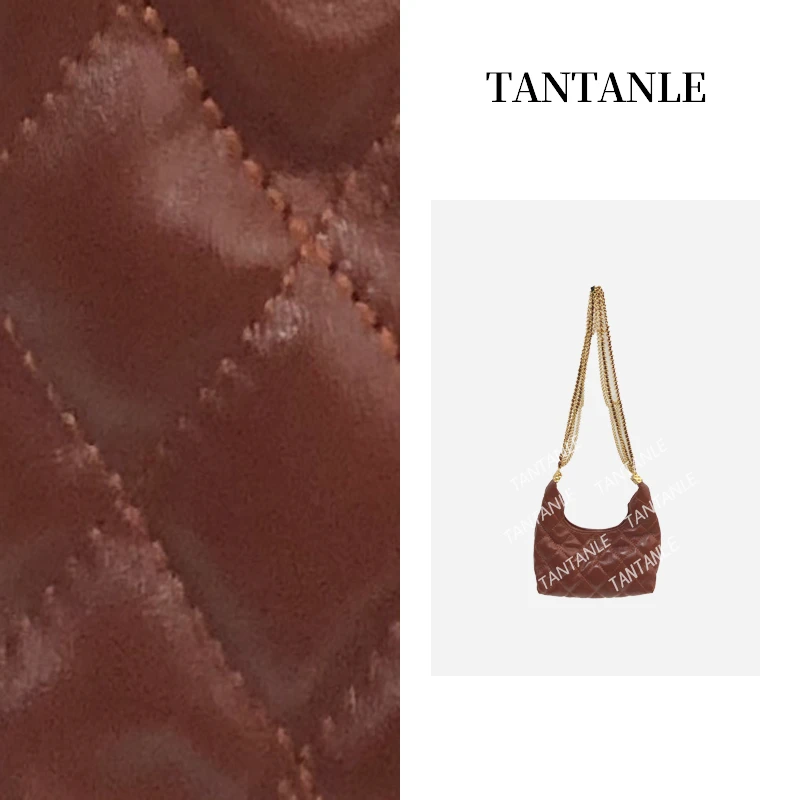 高定时尚单肩百搭轻奢女士菱格质感女包 hb焦糖