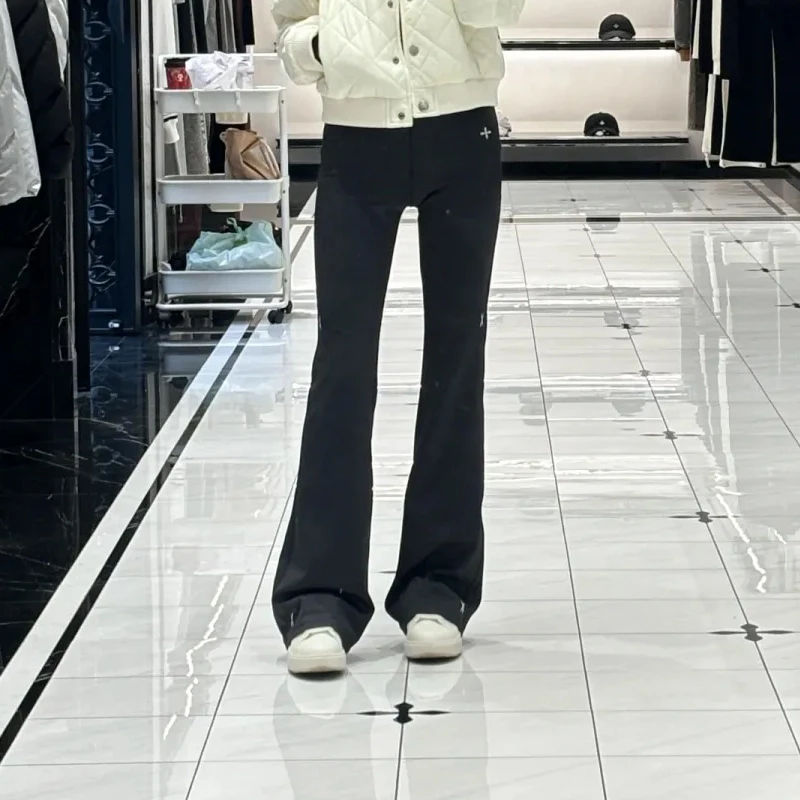 24冬新款极限运动绒感塑身喇叭裤打底弹力长裤