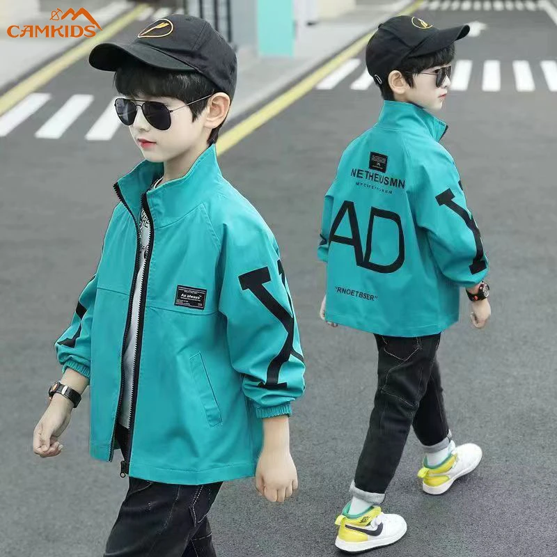 新款男童春秋上衣外套拉链衫时尚洋气潮流夹克风衣中大童防晒儿童