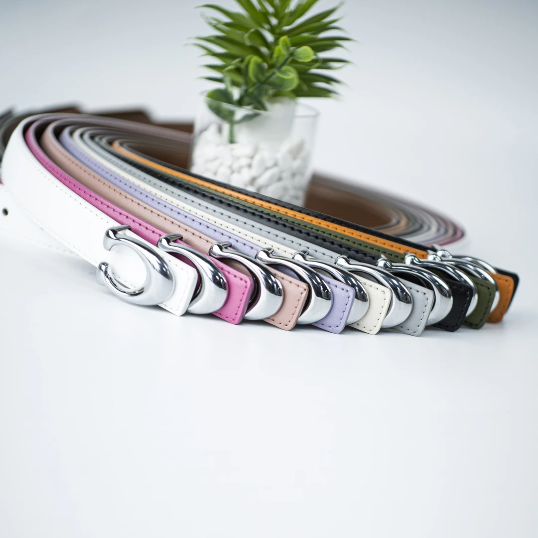 D256款 欧美经典C字母银扣款简约时尚女士牛皮腰带皮带