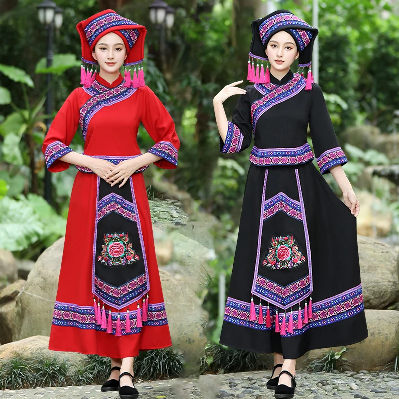 新款贵州苗族广西壮族三月三成人女款表演演出服布依族土家族服装