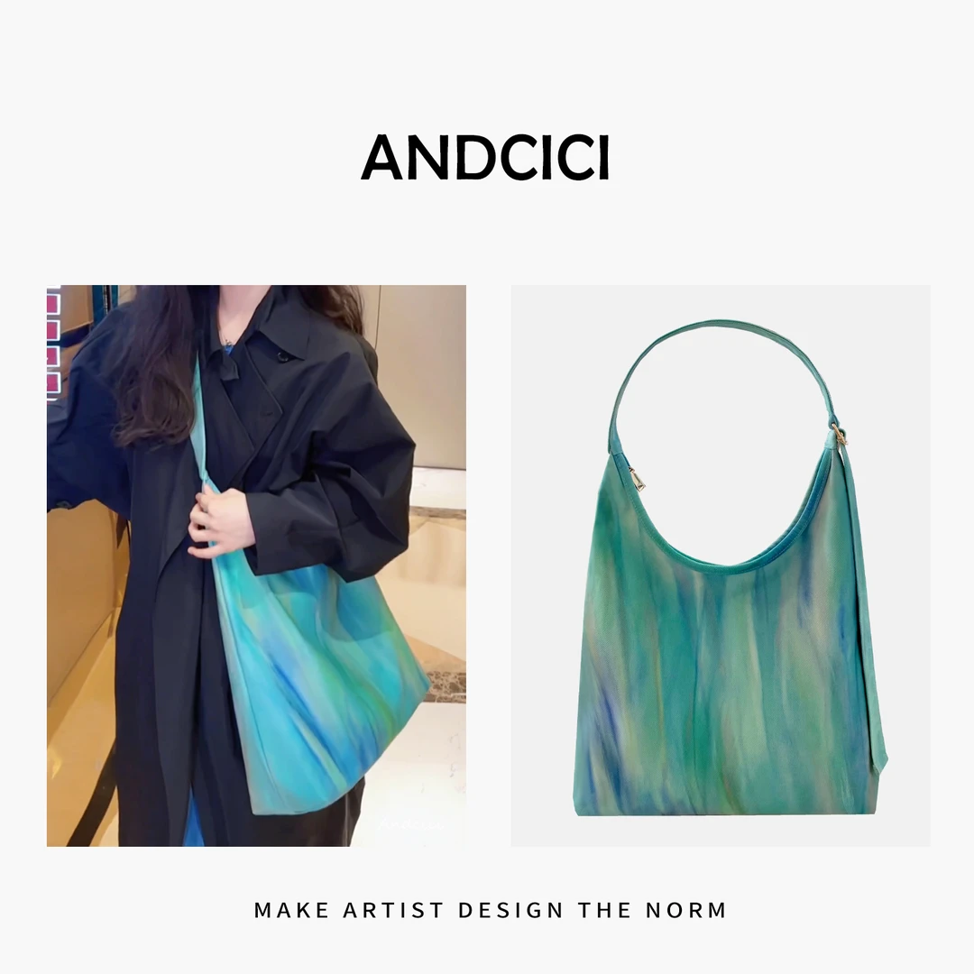 ANDCICI@冰岛极光 设计师拉链新月斜挎包腋下包单肩手提包托特包