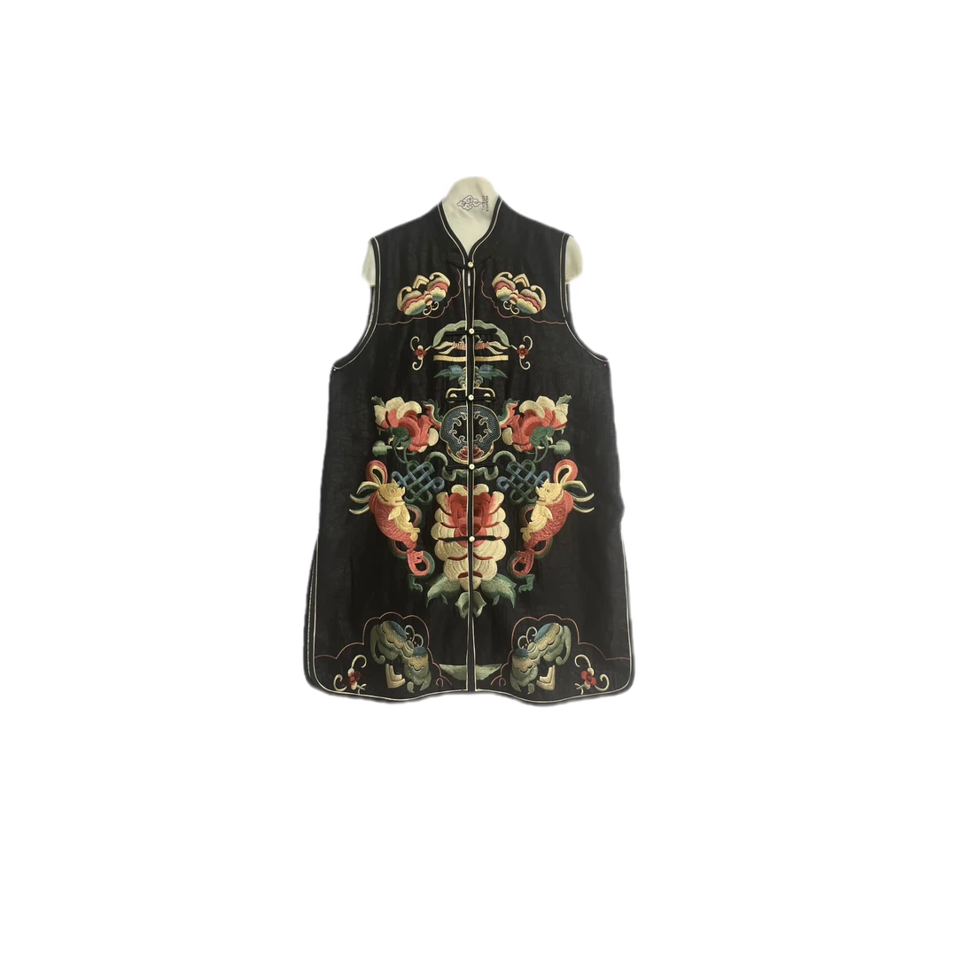 【锦鲤加身】100桑蚕丝龟纹  重工刺绣 国风长马甲24LY275