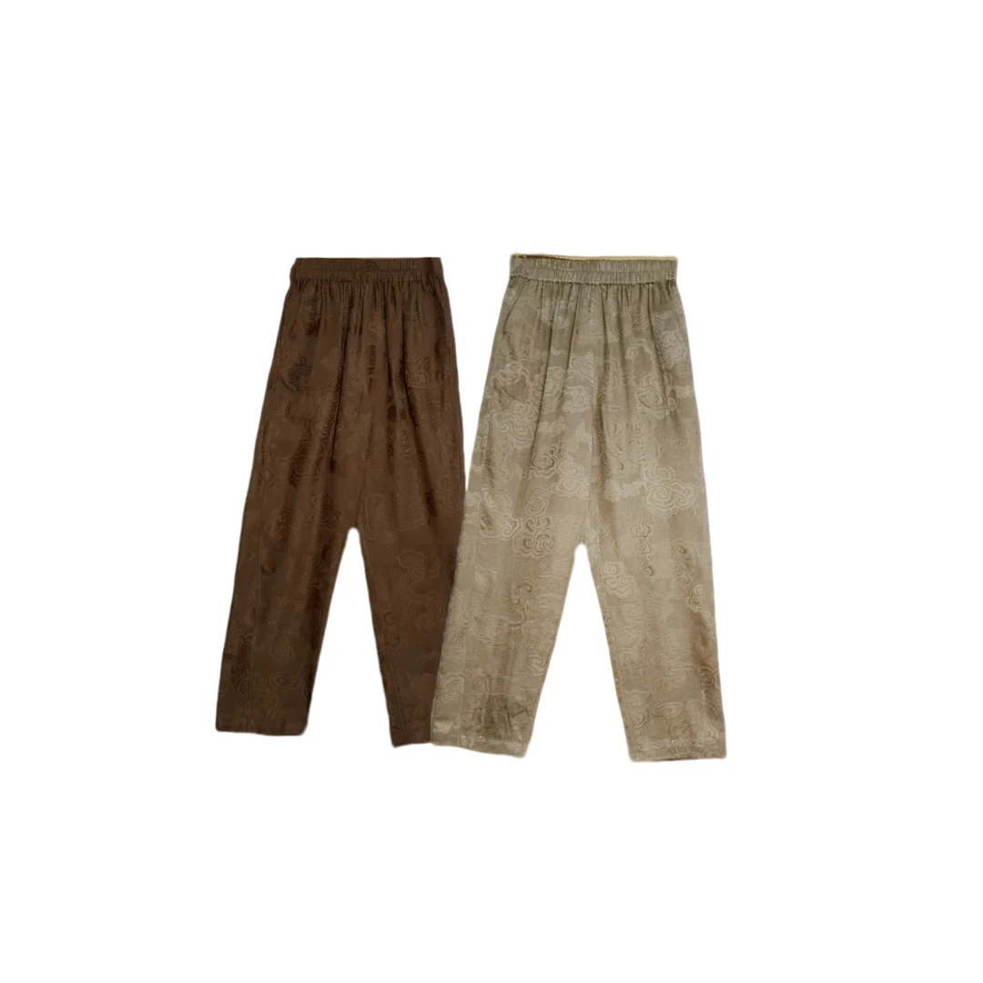 【云上浮华】100桑蚕丝重磅红云纱 国风休闲裤24LY537