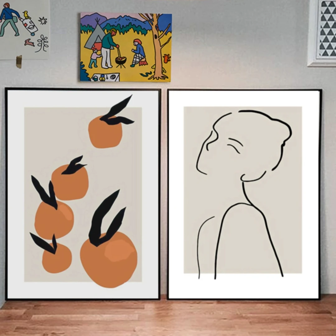 北欧风格客厅沙发背景墙装饰画小众抽象卧室床头挂画餐厅壁画064