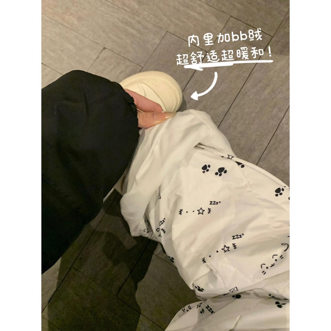 原创自制冬季保暖直筒棉裤加绒加厚松紧腰亚文化可爱