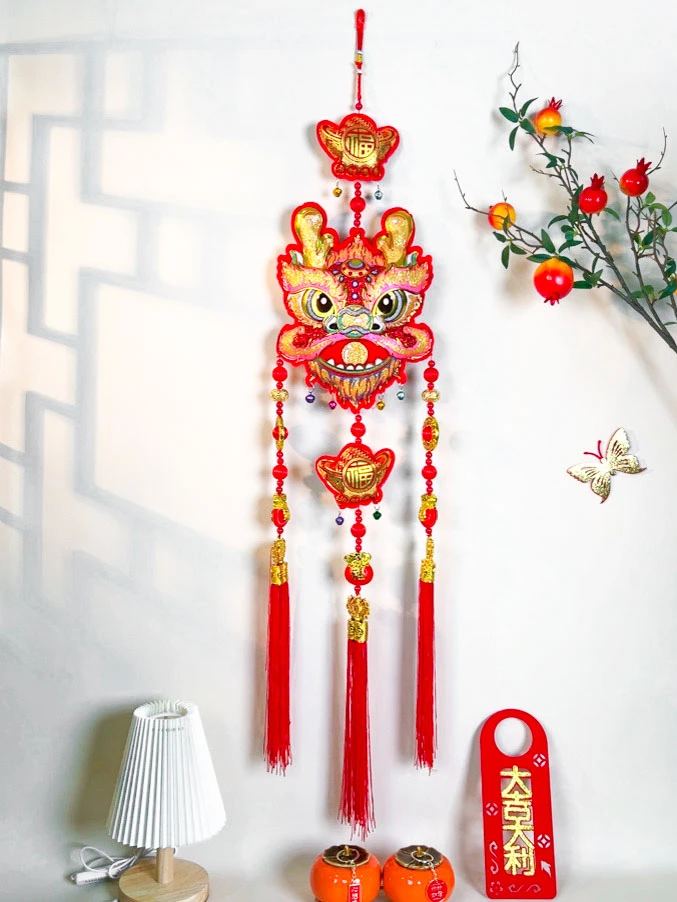 龙头元宝挂件新年龙挂串过年春节布置客厅背景装饰用品