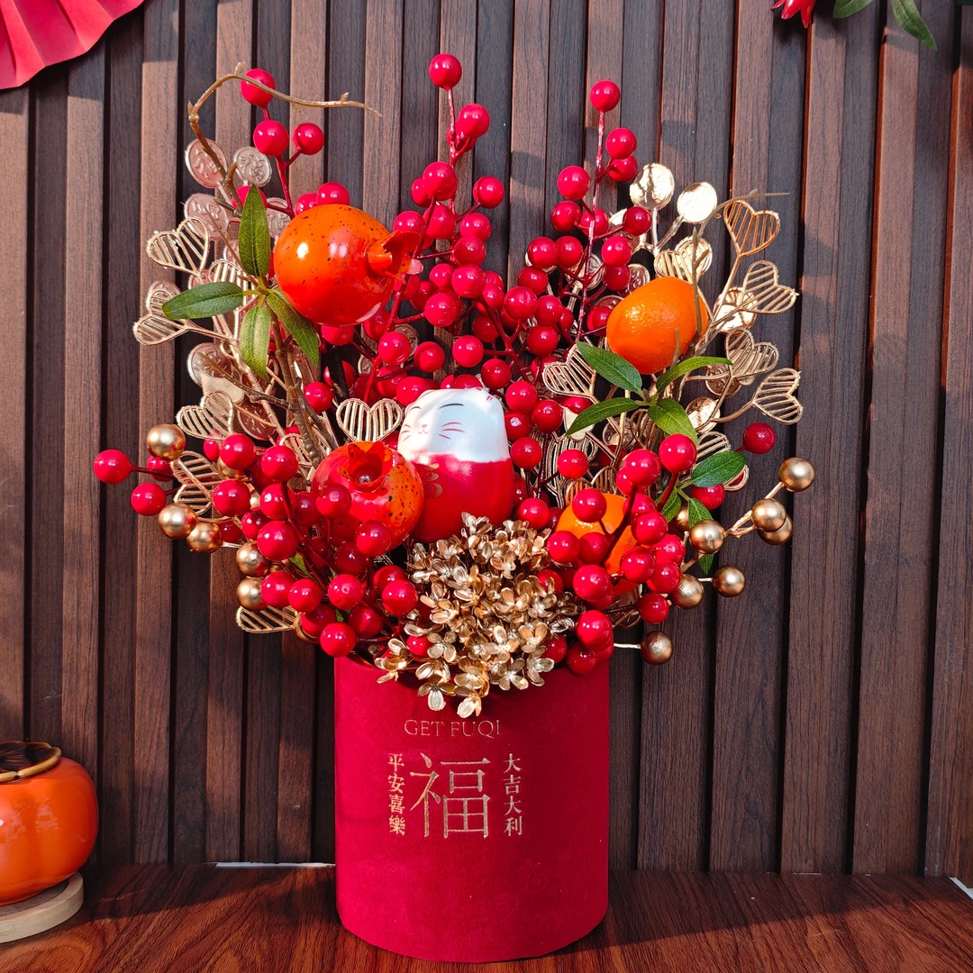 春节布置客厅喜庆福桶新年用品蛇年过年摆放饰品