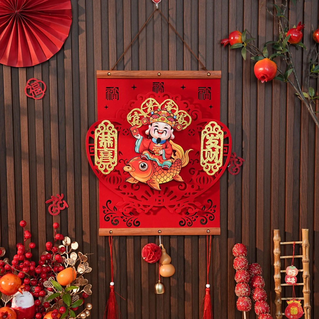 新年摇头财神挂件春节过年客厅室内场景布置装饰挂饰