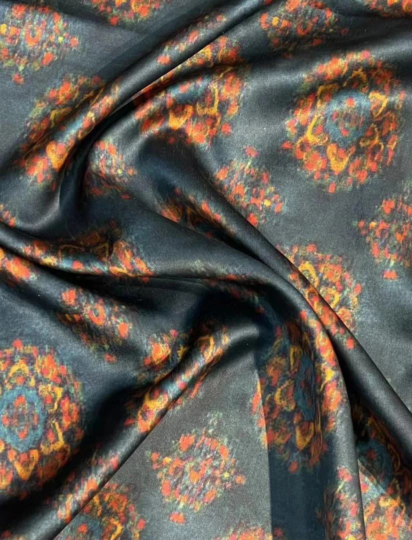 黑色宝相花 红云纱 香云纱 真丝重锻 50姆米 幅宽140cm*长100cm