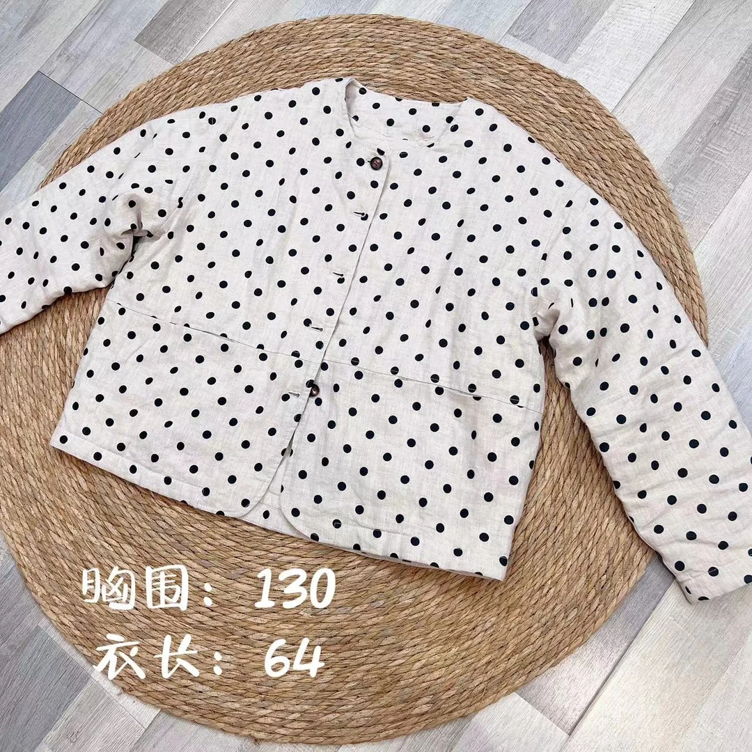 花花同款推荐亚麻波点棉衣