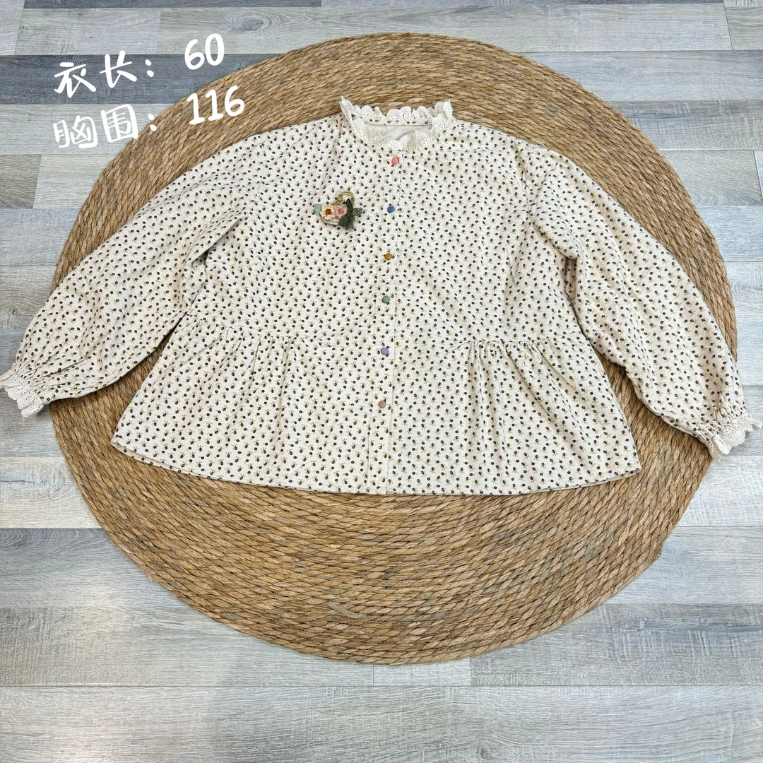 花花推荐磨毛碎花彩色扣子小衫