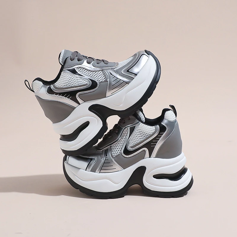 增高9公分夏季新款单网透气百搭时尚厚底内增高韩版老爹鞋女ins