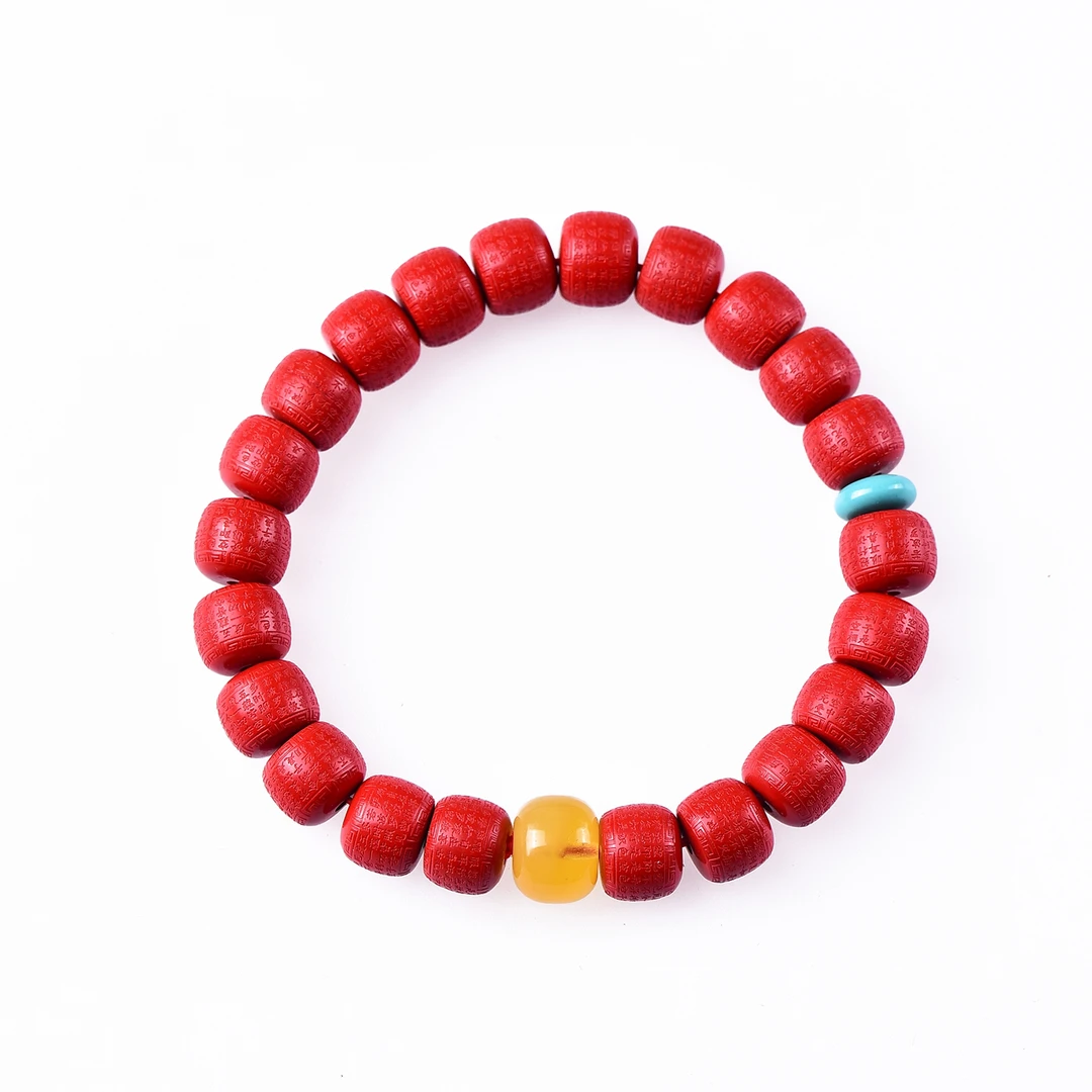 含辰砂工艺品朱砂红砂心经老型珠时尚潮流女款本命年礼物