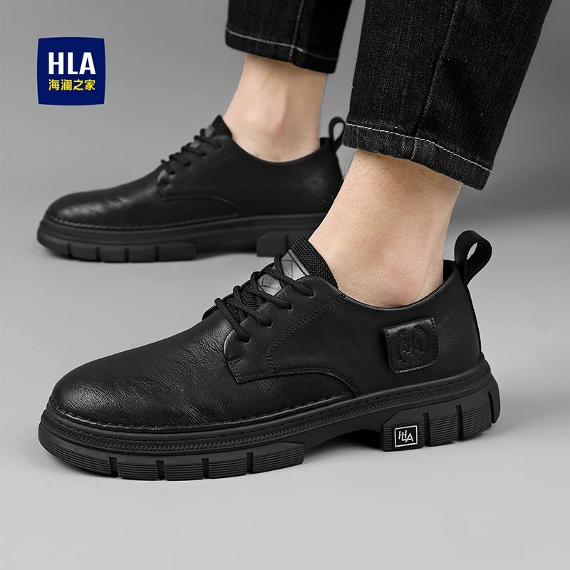 HLA/海澜之家正品男鞋秋冬新款时尚潮流男士休闲上班百搭黑色上班