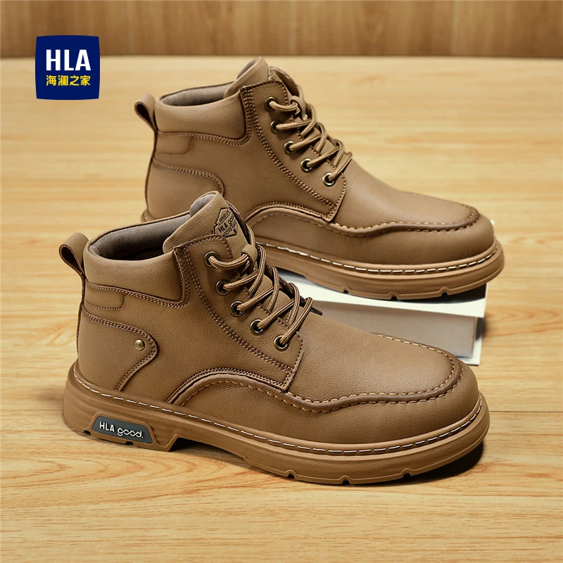 HLA/海澜之家男鞋2025新款英伦复古休闲马丁靴男士时尚百搭工装靴