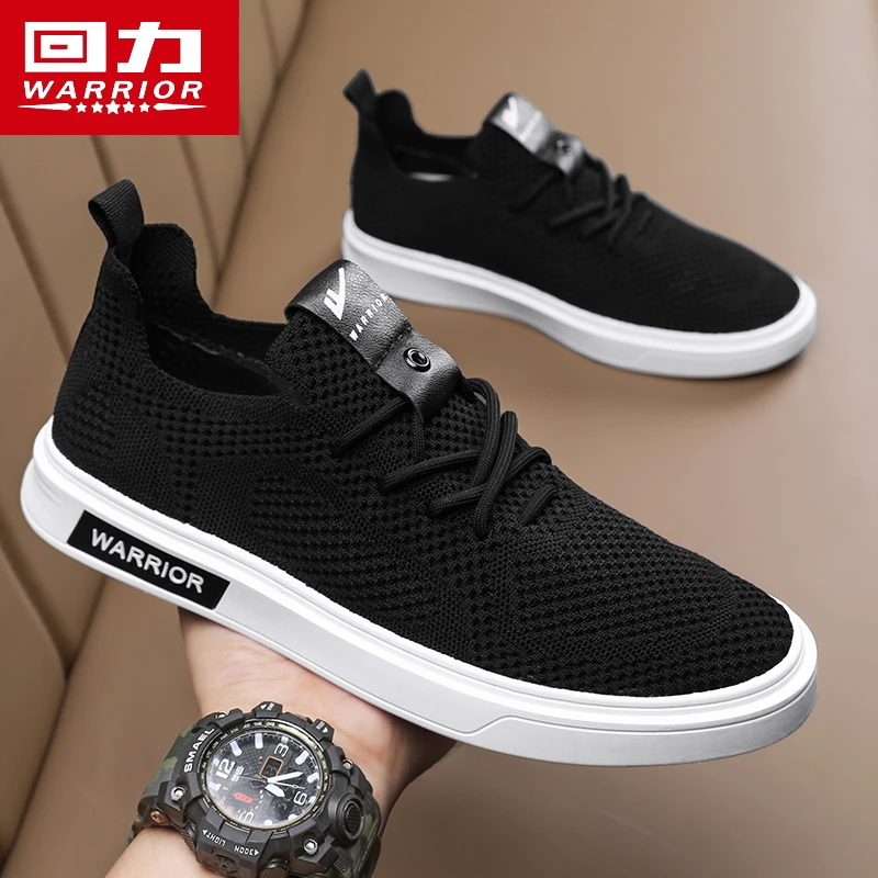 回力冬季男鞋子透气薄款飞织网面板鞋百搭男士开车休闲老北京布鞋