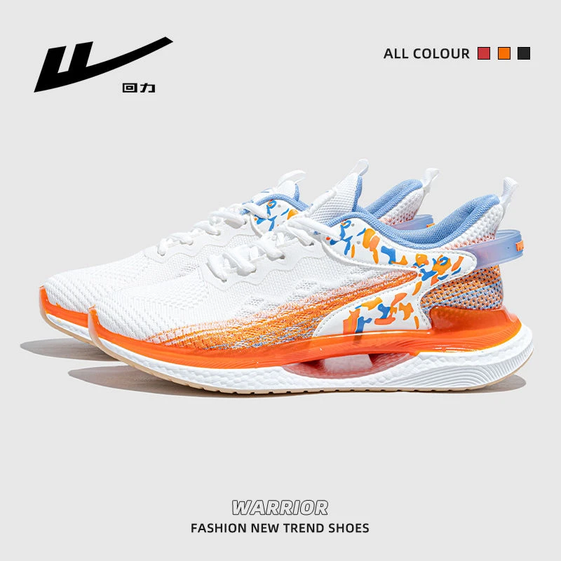 回力男鞋运动鞋2023新款夏季透气飞织网鞋百搭爆米花小白网面跑鞋