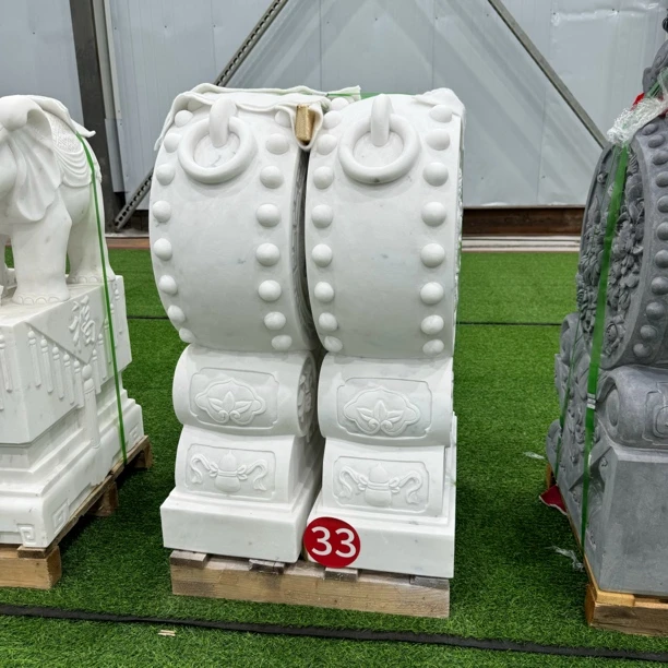 汉白玉石雕门口摆件抱鼓石天然石材别墅酒店门口装饰