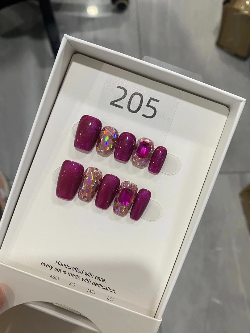 205-火龙果极光钻穿戴甲纯手工温柔穿戴式气质链接夏日纯欲