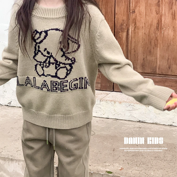 【嗒囜】女童卡通套头毛衣针织衫秋冬儿童百搭时尚打底上衣237559