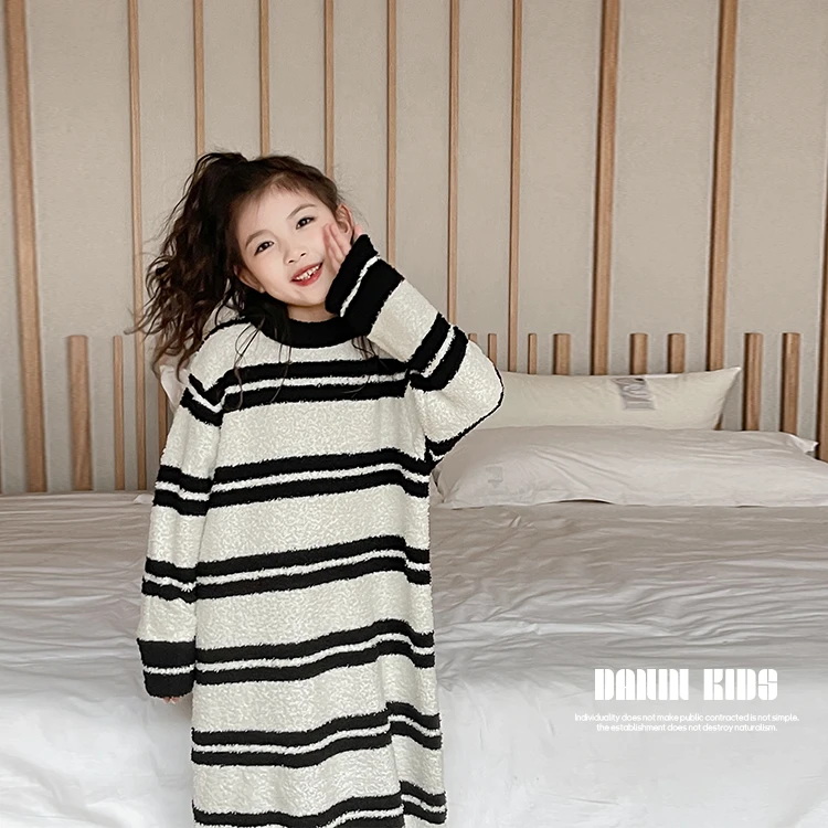 【嗒囜】女童秋冬套头毛衣针织裙时尚儿童韩版百搭裙子237797