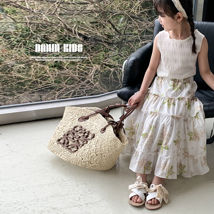 【嗒囜】231031 女童木耳边无袖背心吊带儿童简约百搭打底衫外穿