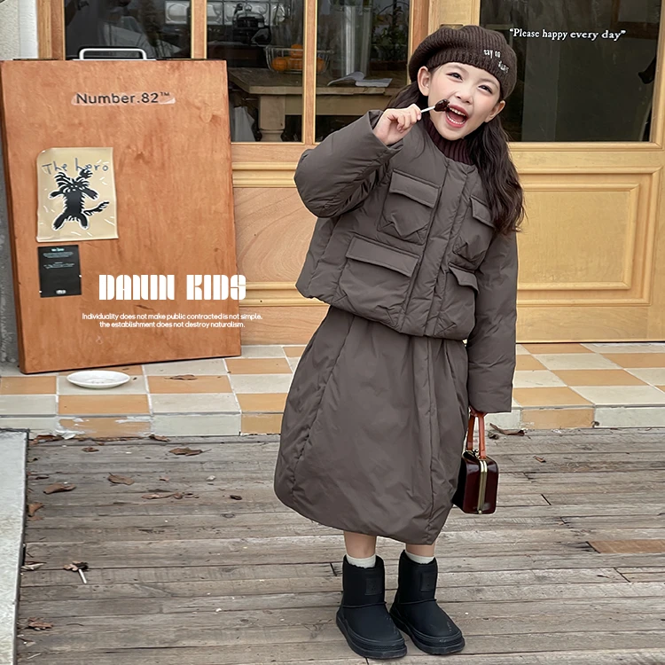 【嗒囜】236355 女童韩版冬季时尚羽绒服外套洋气中大童百搭半身