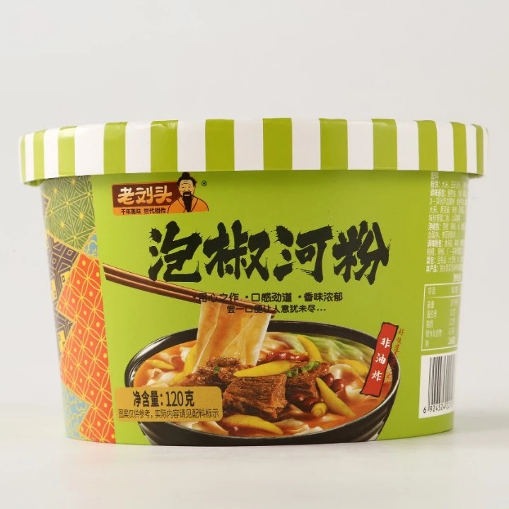 老刘头河粉泡椒牛肉味金汤桶装非油炸方便高汤免煮河粉6盒装