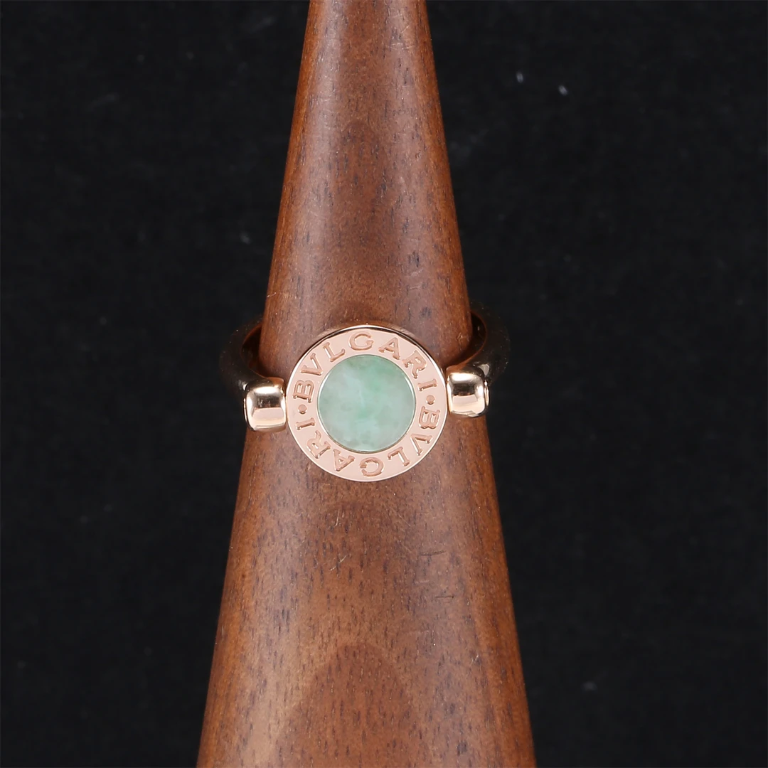 99新 BVLGARI/宝格丽 久久 缟玛瑙翻转戒指 18K玫瑰金 51