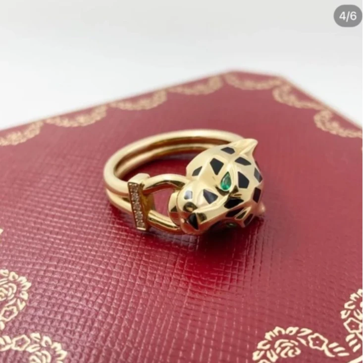 99新 Cartier/卡地亚 久久 系列豹子戒指 18K黄金 48