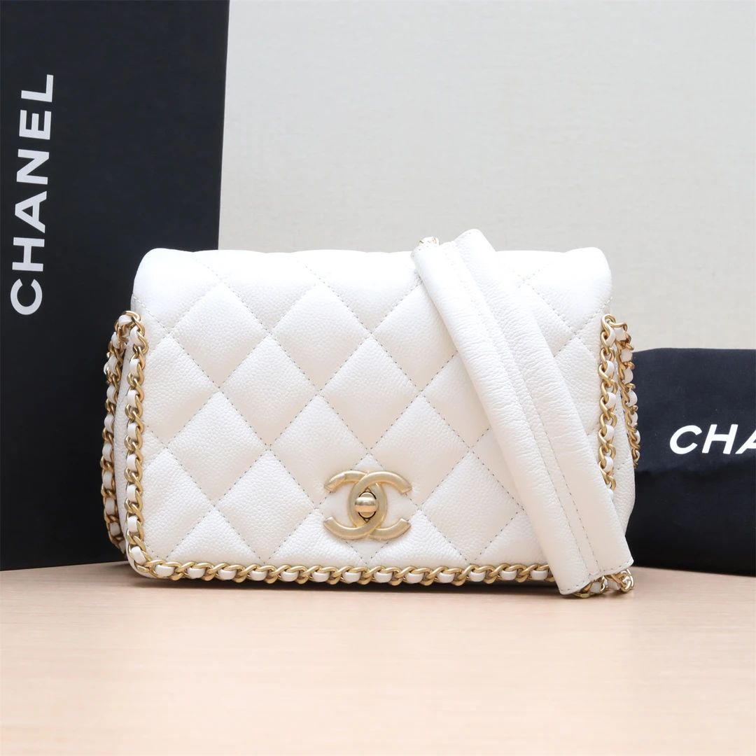 99新 Chanel/香奈儿 小花璐璐P233708521 22B 口盖包 荔枝 芯片