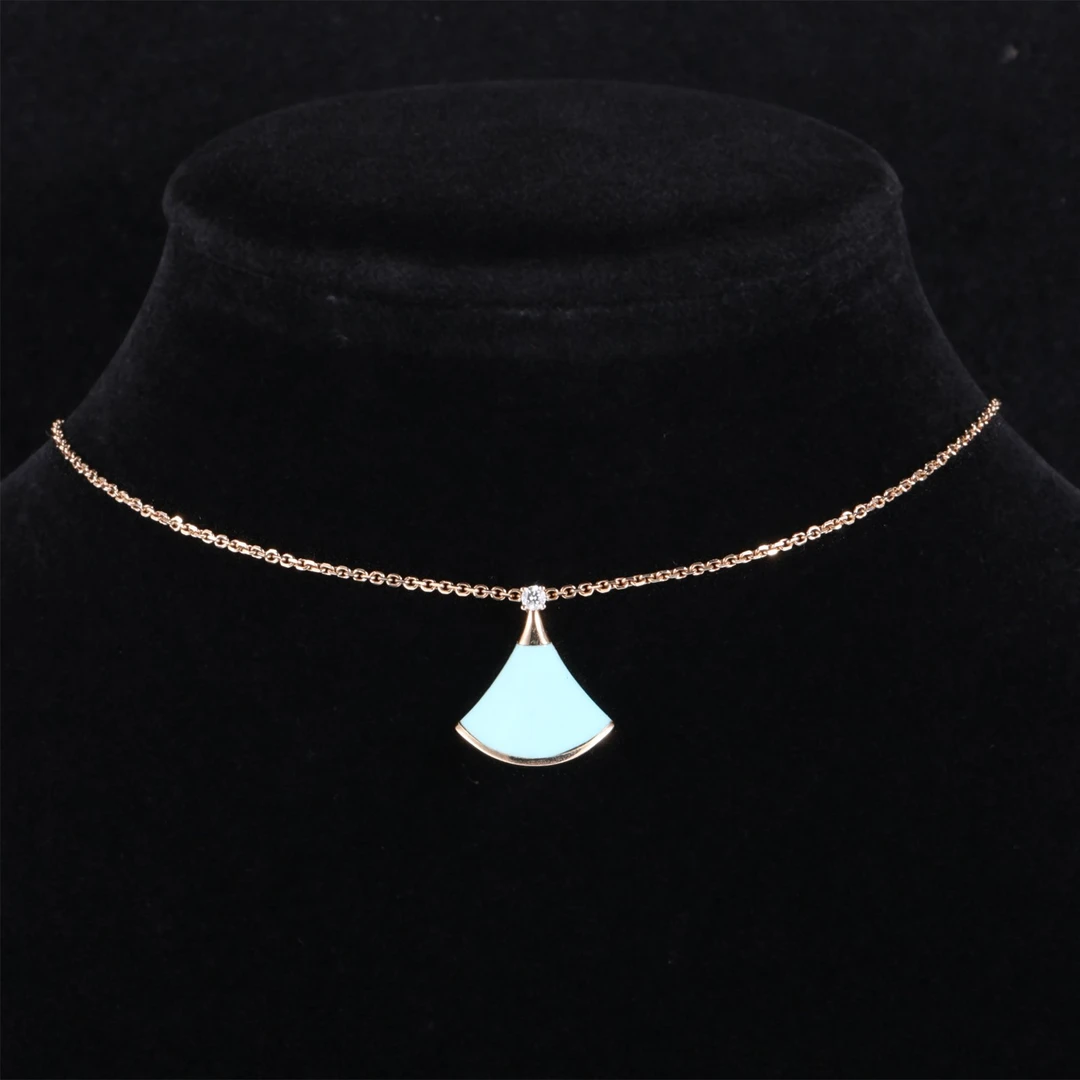 99新 BVLGARI/宝格丽 久久活动 绿松石 18K玫瑰金拼钻石小扇子