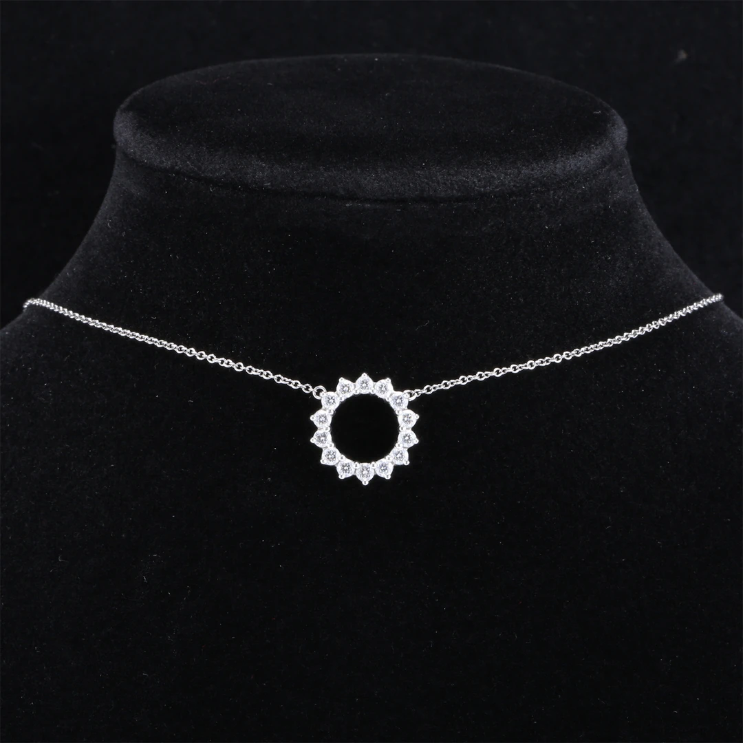 99新 Tiffany & Co./蒂芙尼 久久 满钻 太阳花 项链 pt950 项链