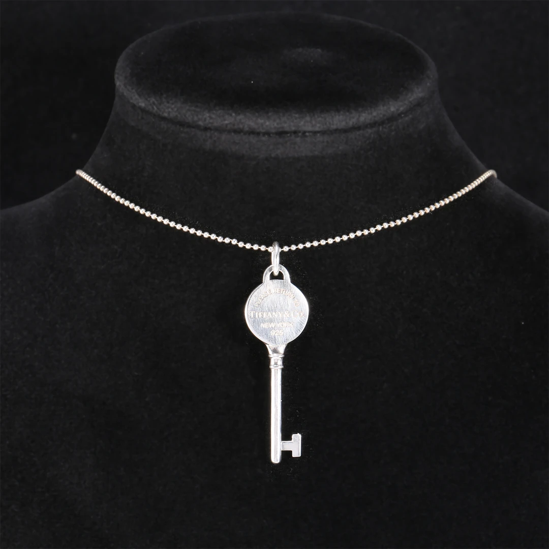 99新 Tiffany & Co./蒂芙尼 久久 钥匙 项链 AG925 银