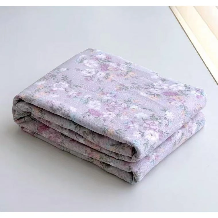 【京かわ会社】磨毛双层纱枕套一对装紫花