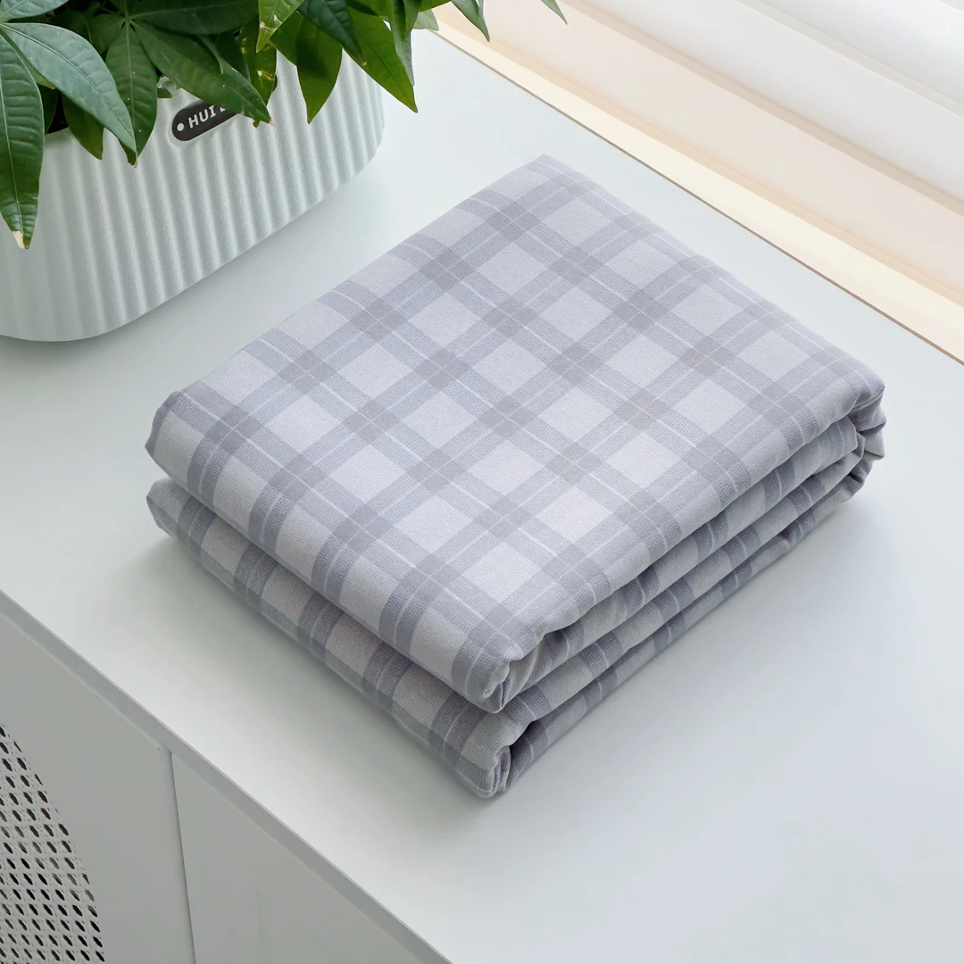 【京かわ会社】磨毛双层纱枕套一对装52*78cm周末灰格子