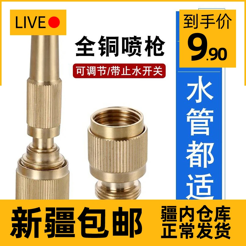 新疆包邮全铜4分高压水枪可调节万能接头喷枪浇花菜灌溉园林洗车