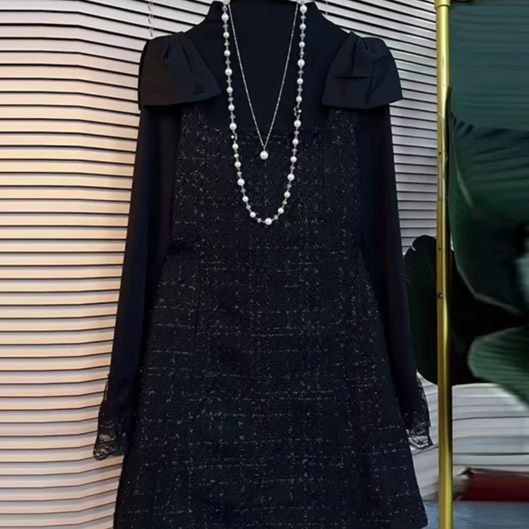 冬季韩版重工小香风套装两件套小香风裙韩版打底衫