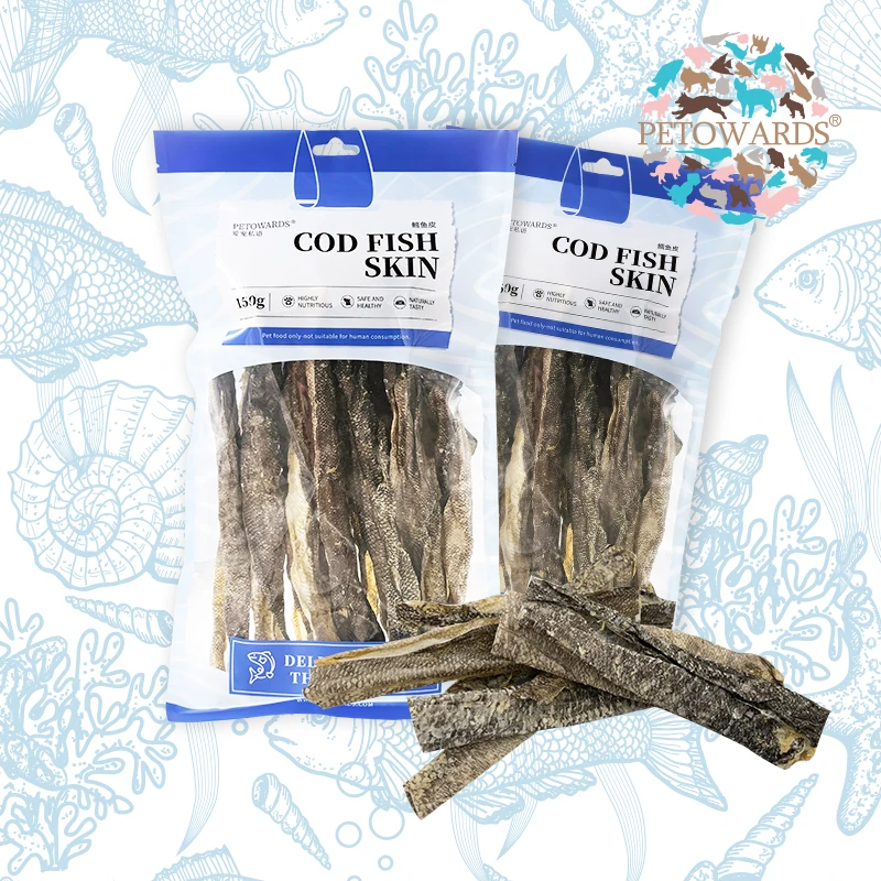 PETOWARDS鳕鱼皮长条狗狗食物训练海洋宠物食品纯鱼皮磨牙零食