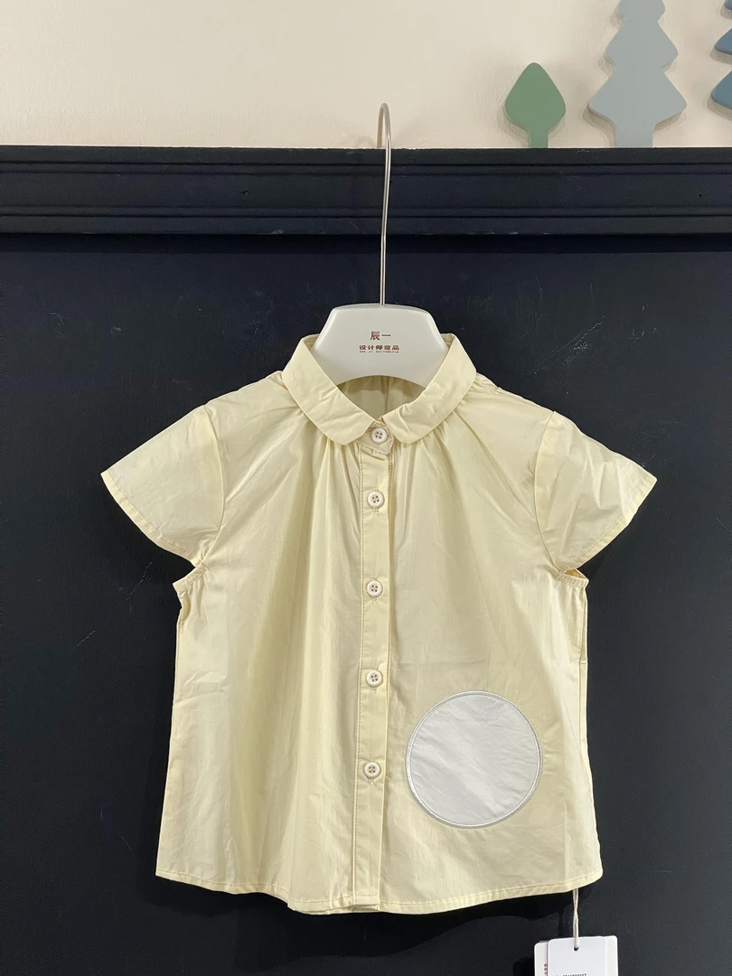 夏季新品女小童小衬衫韩版透气百搭短袖衬衫时尚