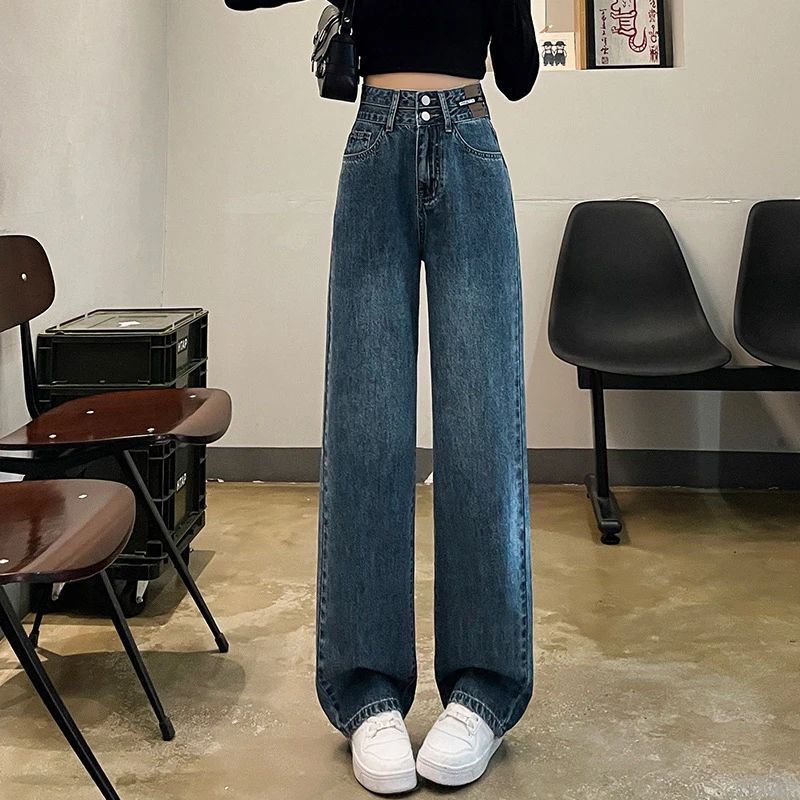 熙雯家百搭显瘦显高直筒加绒牛仔裤